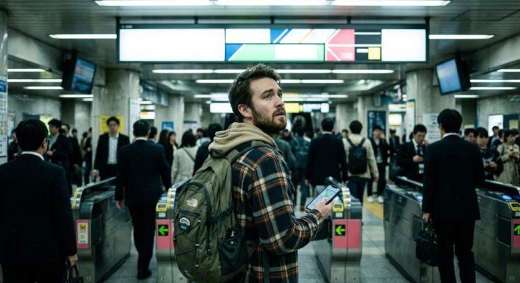 Seattle tech traveler exploring an Asian electronics district